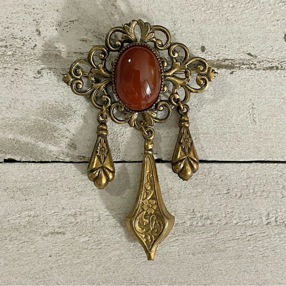 SADIE GREEN Vintage Cabochon Dangle Brooch